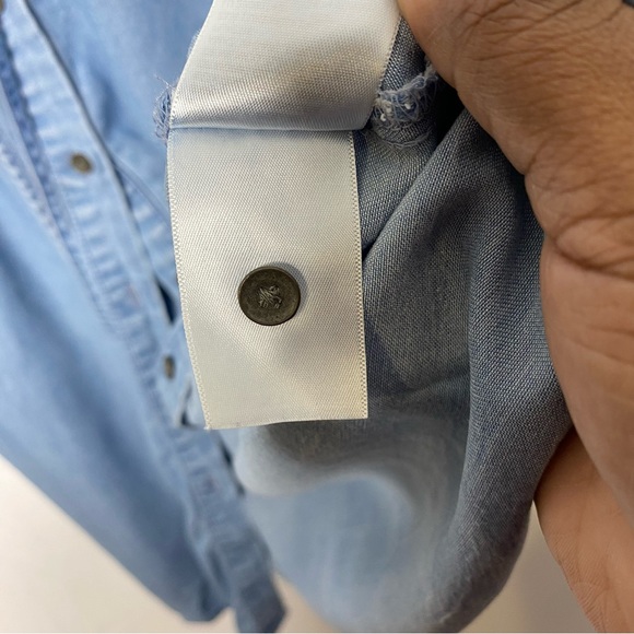 Anthropologie Daily Ritual Utility Dress 8 Medium Blouson Lyocell Blue Chambray - Picture 10 of 11